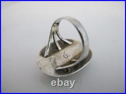 NAVAJO Native American TURQUOISE Kidney Cabochon Shadowbox Sterling Silver Ring