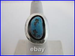 NAVAJO Native American TURQUOISE Kidney Cabochon Shadowbox Sterling Silver Ring