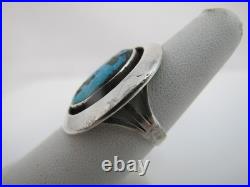 NAVAJO Native American TURQUOISE Kidney Cabochon Shadowbox Sterling Silver Ring
