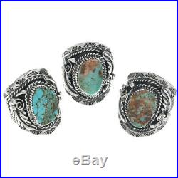 NAVAJO Natural # 8 Spiderweb Turquoise Men's Ring Silver Big Boy Sizes 9 to 13
