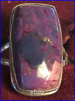 NAVAJO, STERLING SILVER, MOHAVE PURPLE TURQUOISE 7/8X1/2 SIZE 8.5+ 4.85 g RING