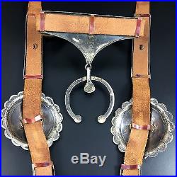 NAVAJO STERLING SILVER & TURQUOISE HORSE HEADSTALL / BRIDLE by JOHN SILVER