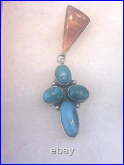 NAVAJO STERLING SILVER TURQUOISE OYSTER NATIVE AMERICAN INDIAN EARRINGS C. Wylle