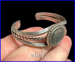 NAVAJO Sterling Silver Liberty Coin Cuff Bracelet Southwest Native American