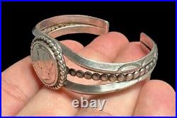 NAVAJO Sterling Silver Liberty Coin Cuff Bracelet Southwest Native American