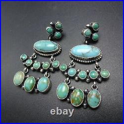 NAVAJO Sterling Silver TURQUOISE Cluster Dangle PIERCED EARRINGS Renelle Perry