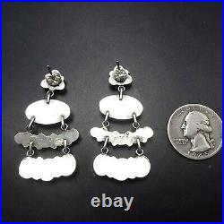 NAVAJO Sterling Silver TURQUOISE Cluster Dangle PIERCED EARRINGS Renelle Perry
