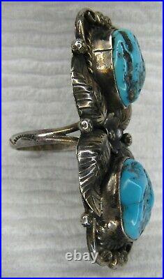 NAVAJO TURQUOISE Nugget Ring Sterling Silver CHUNKY Size 8 Signed Christmas 1979