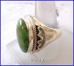 NWT Navajo Allen Tolino Sonoran Gold Turquoise Ring 925 Sterling Silver Sz 14.5