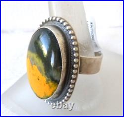 NWT Navajo Antionette Martinez Bumblebee Jasper Ring 925 Sterling Silver Adj Sz