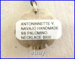 NWT Navajo Antoinette Yazzie Palomino Stone Necklace 925 Sterling Silver
