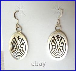 NWT Navajo Calvin Peterson Man-in-the-Maze Earrings 925 Sterling Silver 1.5