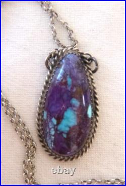 NWT Navajo Clifton Davis Purple Mojave Pendant 925 Sterling Silver Necklace NWT Navajo Clifton Davis Purple Mojave Pendant 925 Sterling Silver Necklace