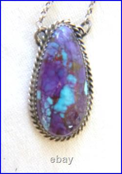 NWT Navajo Clifton Davis Purple Mojave Pendant 925 Sterling Silver Necklace NWT Navajo Clifton Davis Purple Mojave Pendant 925 Sterling Silver Necklace