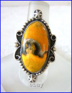 NWT Navajo Daniel Benally Bumble Bee Jasper 1.5 Ring 925 Sterling Silver Sz 7