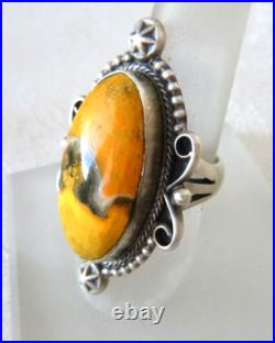 NWT Navajo Daniel Benally Bumble Bee Jasper 1.5 Ring 925 Sterling Silver Sz 7