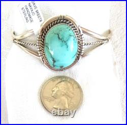 NWT Navajo Dave Skeets Sonoran Gold Turquoise Cuff Bracelet 925 Sterling Silver