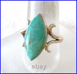 NWT Navajo Larry Castilo Marquise Turquoise Ring 925 Sterling Silver Sz 8.5