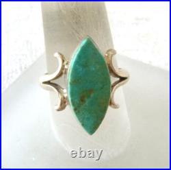 NWT Navajo Larry Castilo Marquise Turquoise Ring 925 Sterling Silver Sz 8.5