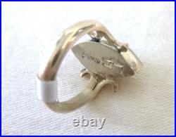 NWT Navajo Larry Castilo Marquise Turquoise Ring 925 Sterling Silver Sz 8.5