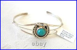 NWT Navajo Letricia Largo Horseshoe Bracelet Kingman Turquoise Sterling Silver