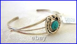 NWT Navajo Letricia Largo Horseshoe Bracelet Kingman Turquoise Sterling Silver