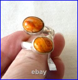NWT Navajo Martha Martine Spiny Oyster Adjustable Ring 925 Sterling Silver