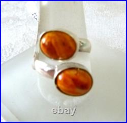 NWT Navajo Martha Martine Spiny Oyster Adjustable Ring 925 Sterling Silver