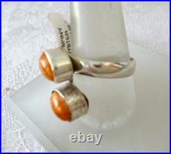 NWT Navajo Martha Martine Spiny Oyster Adjustable Ring 925 Sterling Silver