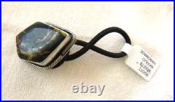 NWT Navajo Scott Skeets Black Jack Turquoise Hair Wrap Tie 925 Sterling Silver