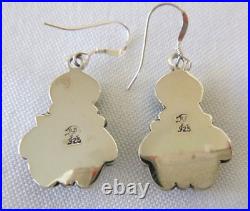 NWT Navajo Sheena Jack Kingman Turquoise 1.5 Drop Earrings 925 Sterling Silver
