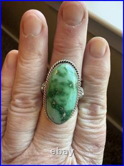 Native- A. Jake- Sonoran Gold Ring. Solid 925 Sterling Silver- Sz 9