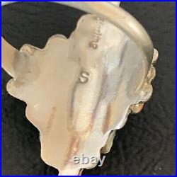 Native Amer Navajo Sterling Silver Orange Spiny Oyster Cluster Ring Sz 8.5 11924
