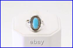 Native America Navajo Sterling Silver Turquoise Ring By T. F. Size 7.75