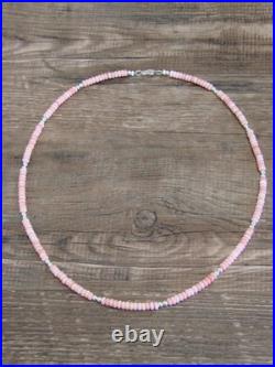 Native American 18 Sterling Silver & Pink Conch Necklace by Joe