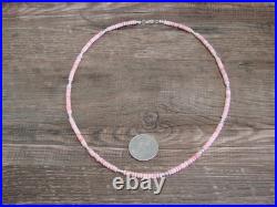 Native American 18 Sterling Silver & Pink Conch Necklace by Joe