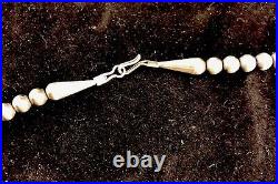 Native American 4mm Sterling Silver Navajo Pearls 20 Hook & Eye Cone Necklace
