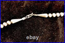 Native American 5mm Sterling Silver Beads Navajo 24 Hook & Eye Cone Necklace