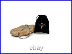 Native American 6mm Sterling Silver Beads Navajo 20 Hook & Eye Cone Necklace