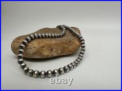 Native American 6mm Sterling Silver Navajo Pearls 17 Hook & Eye Cone Necklace