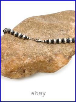 Native American 6mm Sterling Silver Navajo Pearls 24 Single Strand Necklace