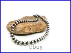 Native American 6mm Sterling Silver Navajo Pearls 24 Single Strand Necklace