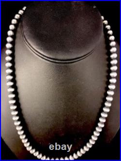 Native American 8 mm Sterling Silver Bead Necklace 24 Sale Gift