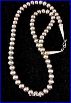 Native American 8 mm Sterling Silver Bead Necklace 24 Sale Gift