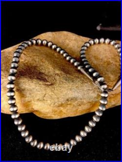 Native American 8 mm Sterling Silver Bead Necklace 24 Sale Gift