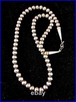 Native American 8 mm Sterling Silver Bead Necklace 24 Sale Gift