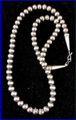 Native American 8 mm Sterling Silver Bead Necklace 24 Sale Gift