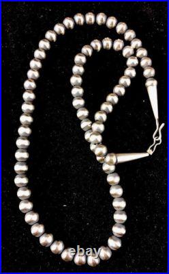Native American 8 mm Sterling Silver Bead Necklace 24 Sale Gift