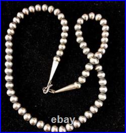 Native American 8 mm Sterling Silver Bead Necklace 24 Sale Gift