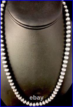 Native American 8 mm Sterling Silver Bead Necklace 24 Sale Gift